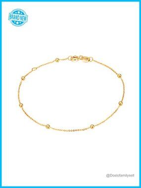 14K 18K Solid Gold Thin Chain Bracelet for Women Real Gold Bead Link